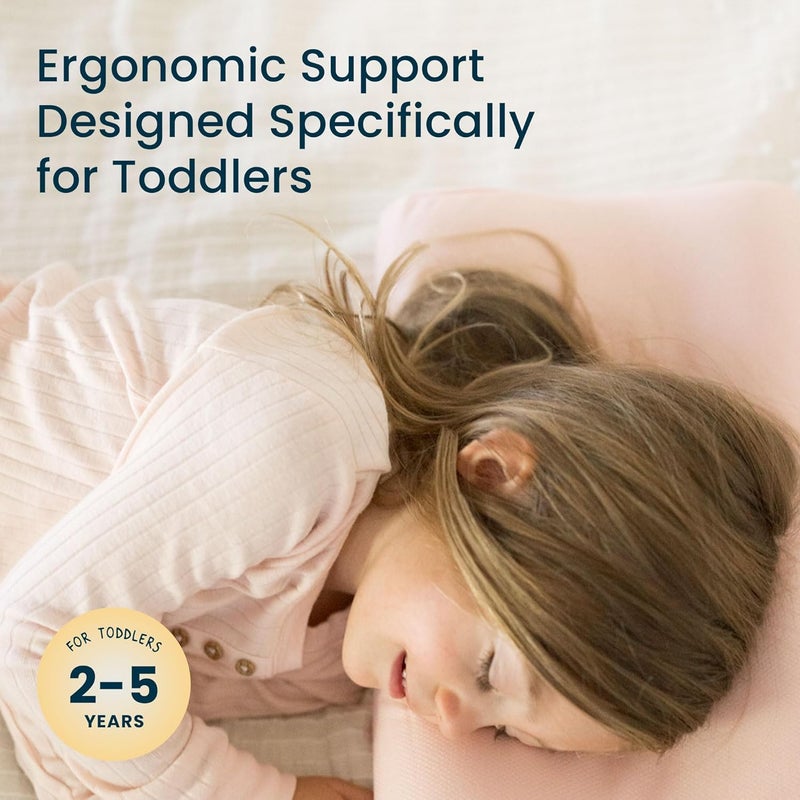 Tiny Twinkle Toddler Pillow with Fitted Pillowcase | Ergonomic Shape with Resilient, Cloud-Like Memory Foam for Comfortable Sleeping - Kids Travel Pillows (Ice Blue) - Image 5